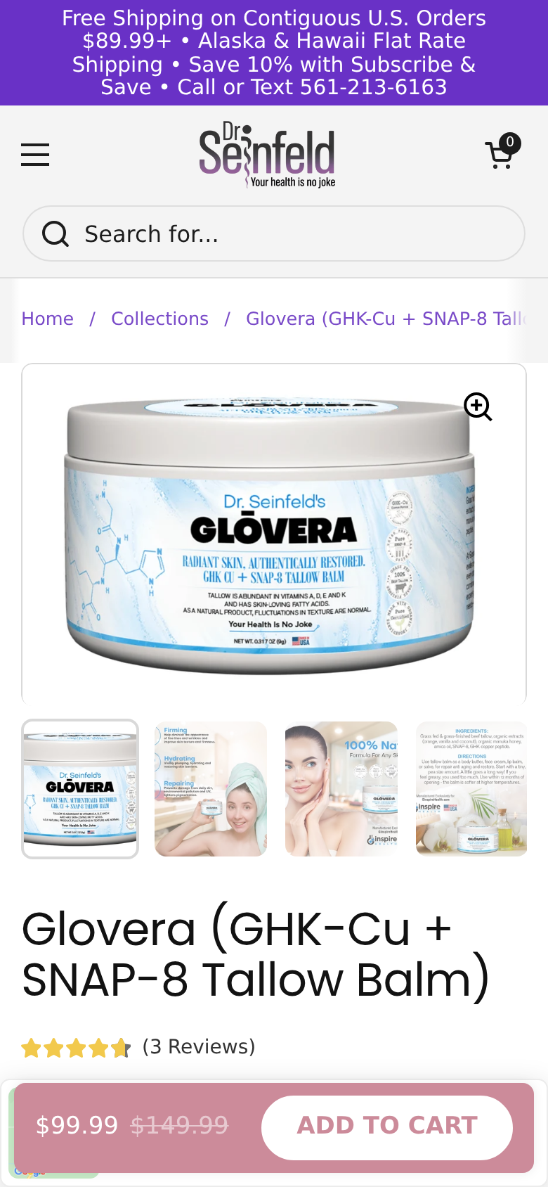 The Glovera product page on a phone
